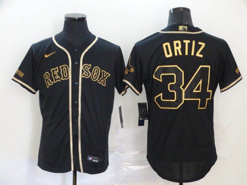 Men Boston Red Sox #34 Ortiz Black Nike Elite MLB Jerseys